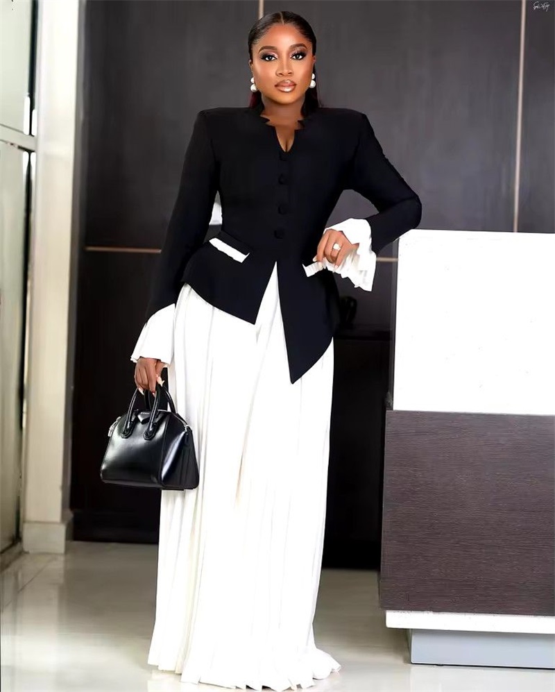 Women Formal Wear Black And White - Conjunto de trajes blancos y negros