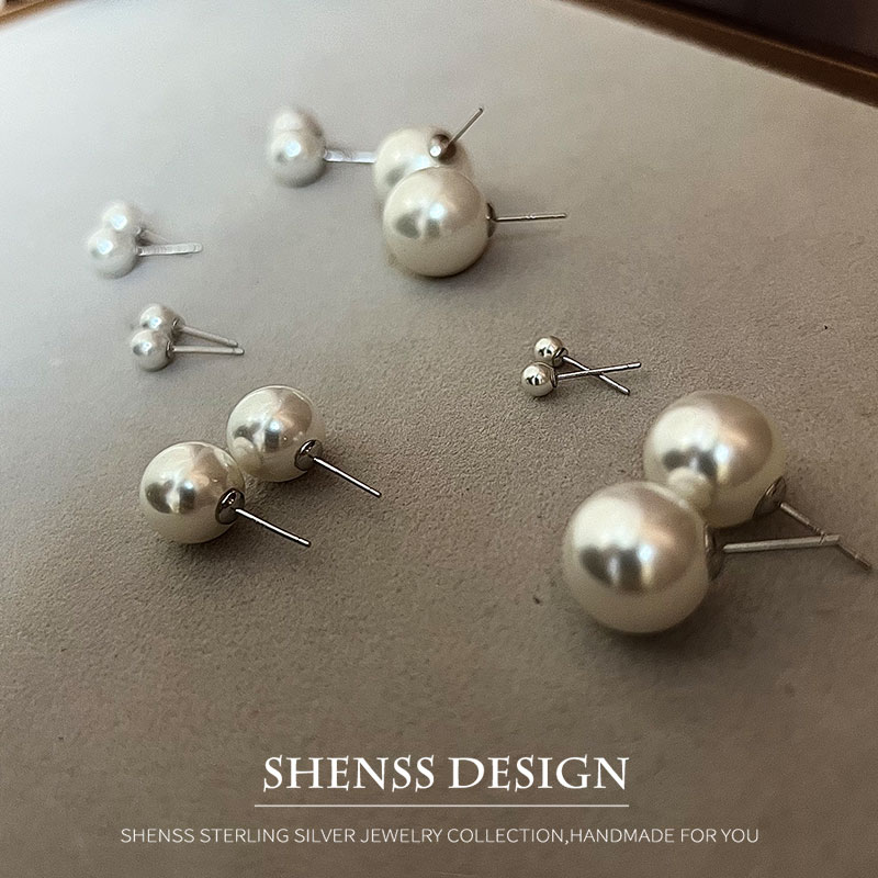 Pearl Earring Stud - Pendientes de boda con pasador de