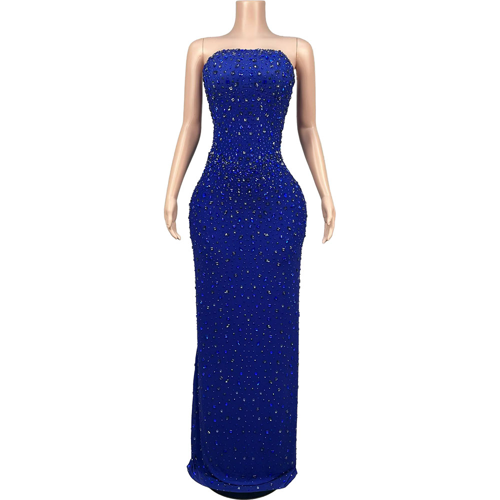 Women Luxury Formal Wear - Vestido de Noche Azul Brillante con