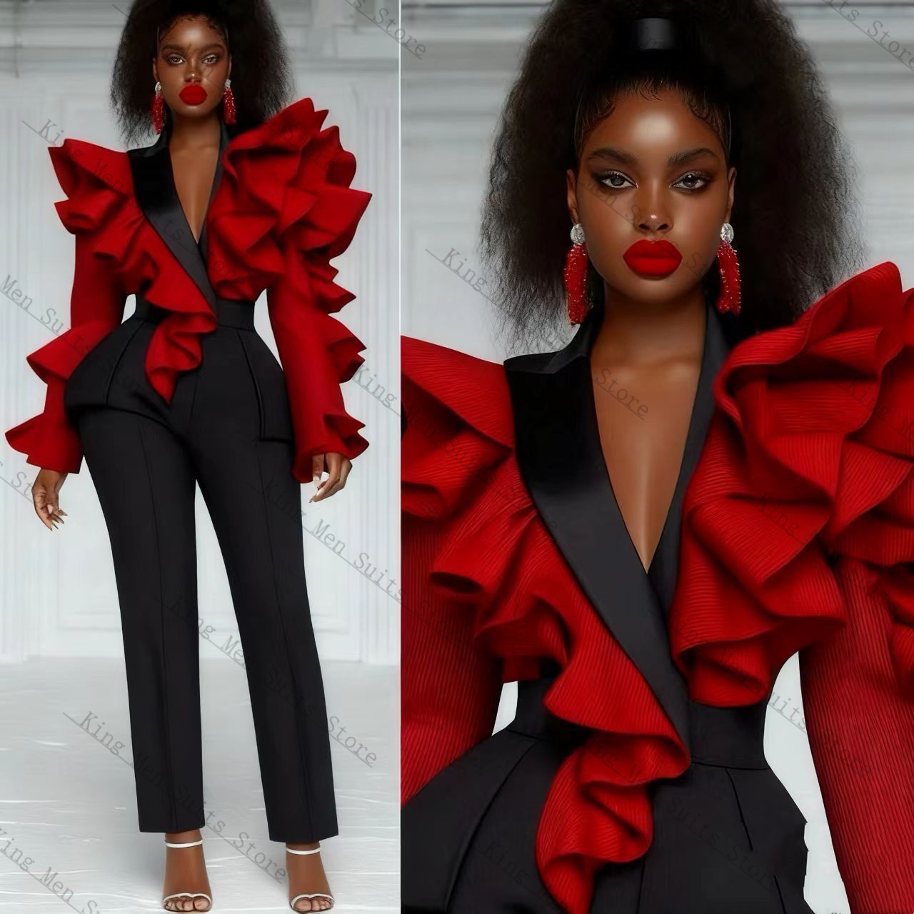 Conjunto de traje rojo y negro - Women'S Formal Wear Wedding Guest reseña y precio