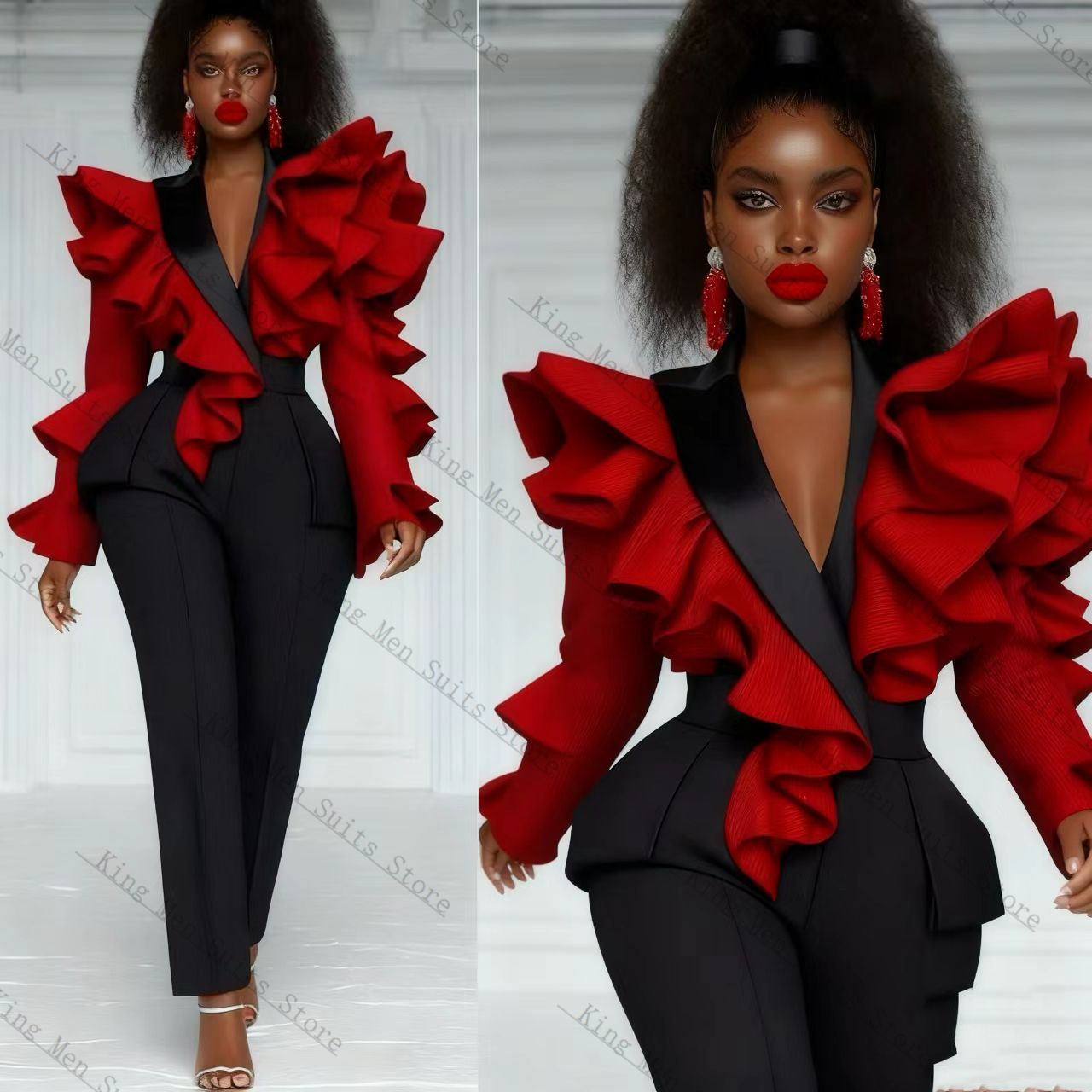 Conjunto de traje rojo y negro - Women'S Formal Wear Wedding Guest reseña y precio