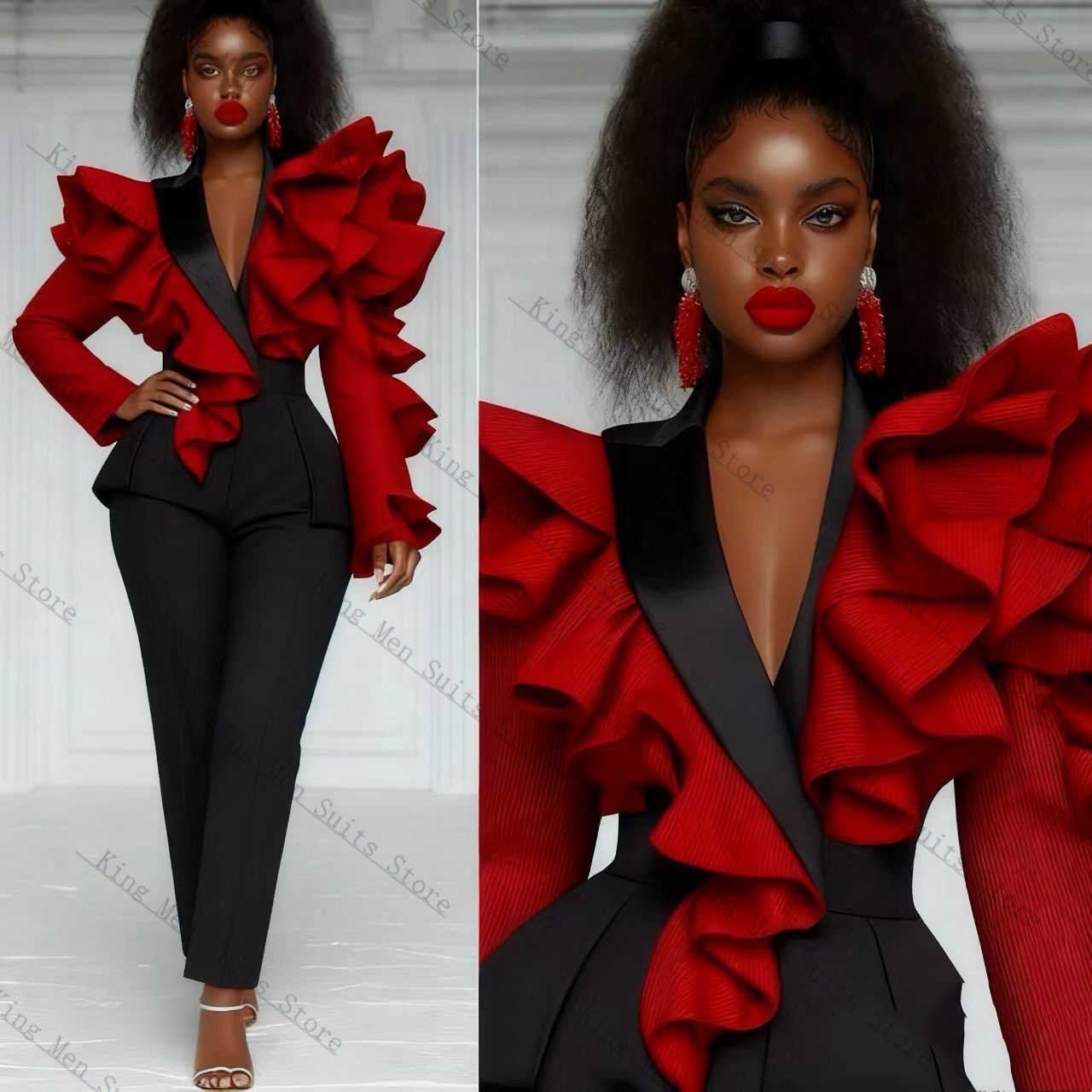 Conjunto de traje rojo y negro - Women'S Formal Wear Wedding Guest reseña y precio