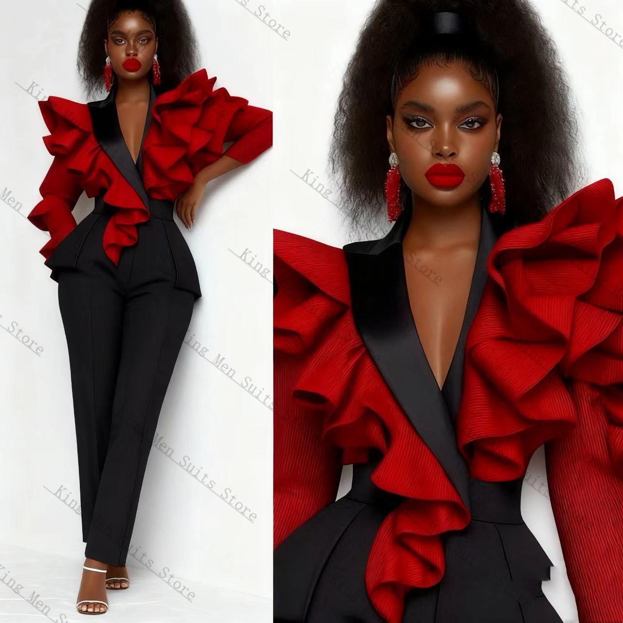 Conjunto de traje rojo y negro - Women'S Formal Wear Wedding Guest reseña y precio