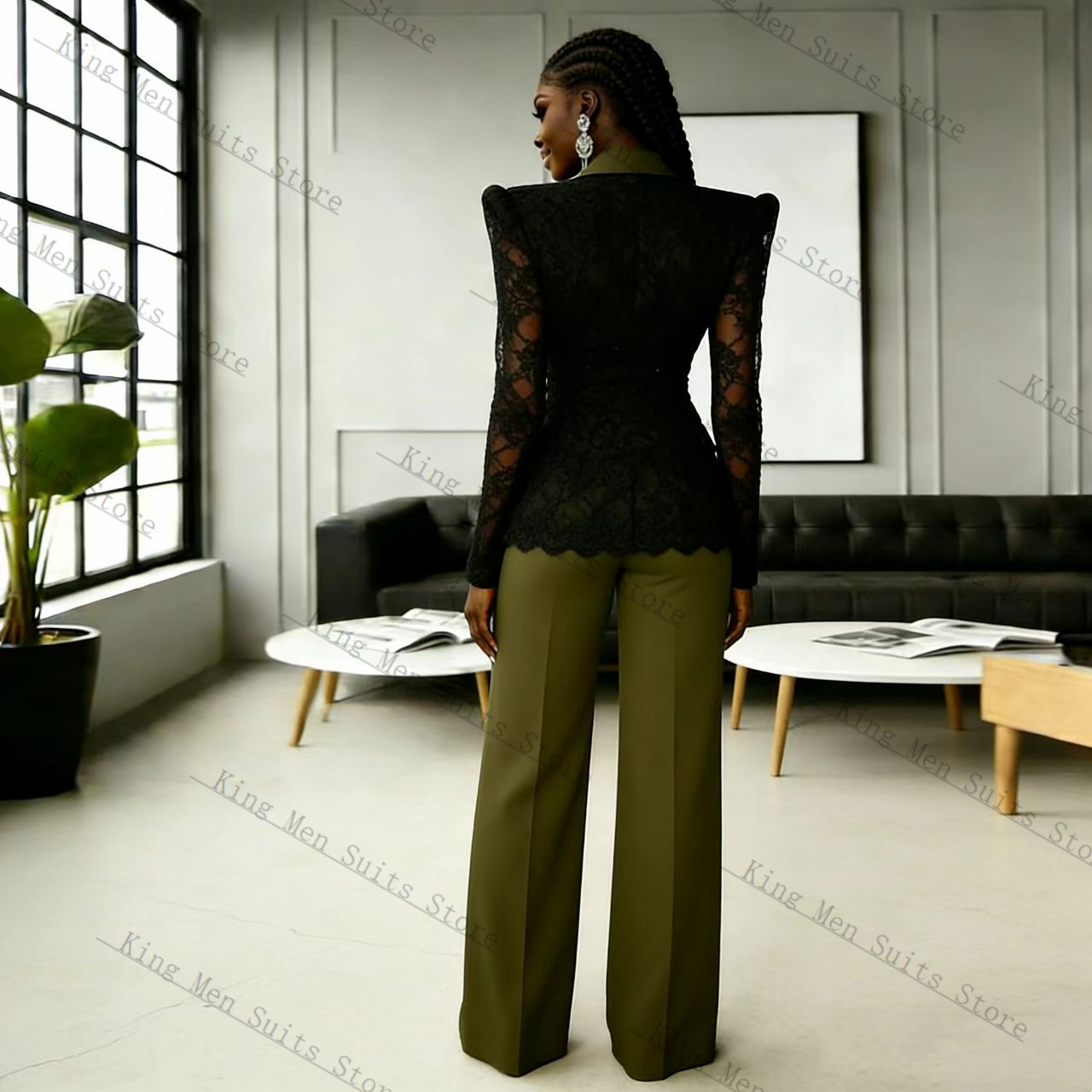 Traje de Encaje Verde y Negro  - Women'S Formal Wear Wedding Guest reseña y precio