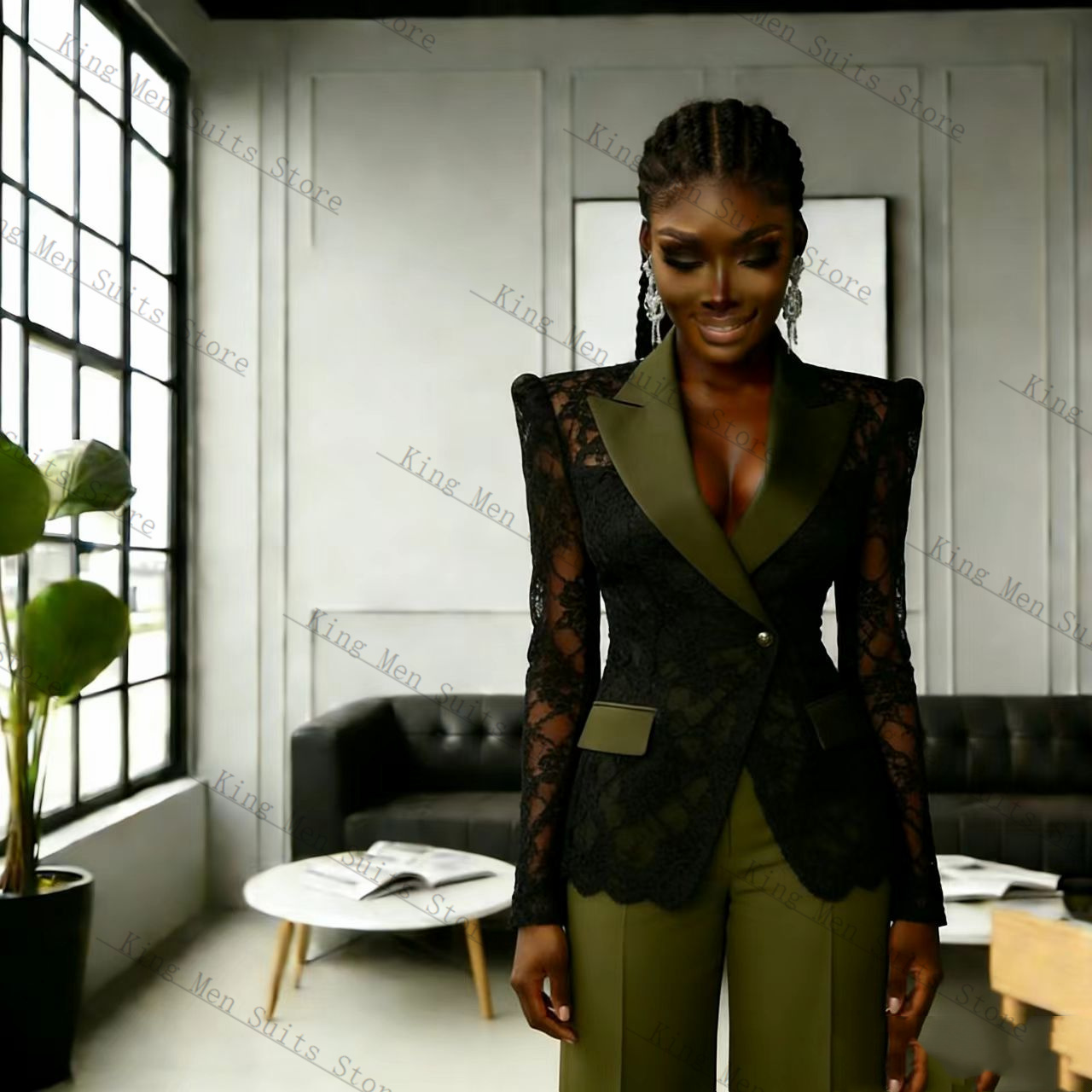 Traje de Encaje Verde y Negro  - Women'S Formal Wear Wedding Guest reseña y precio