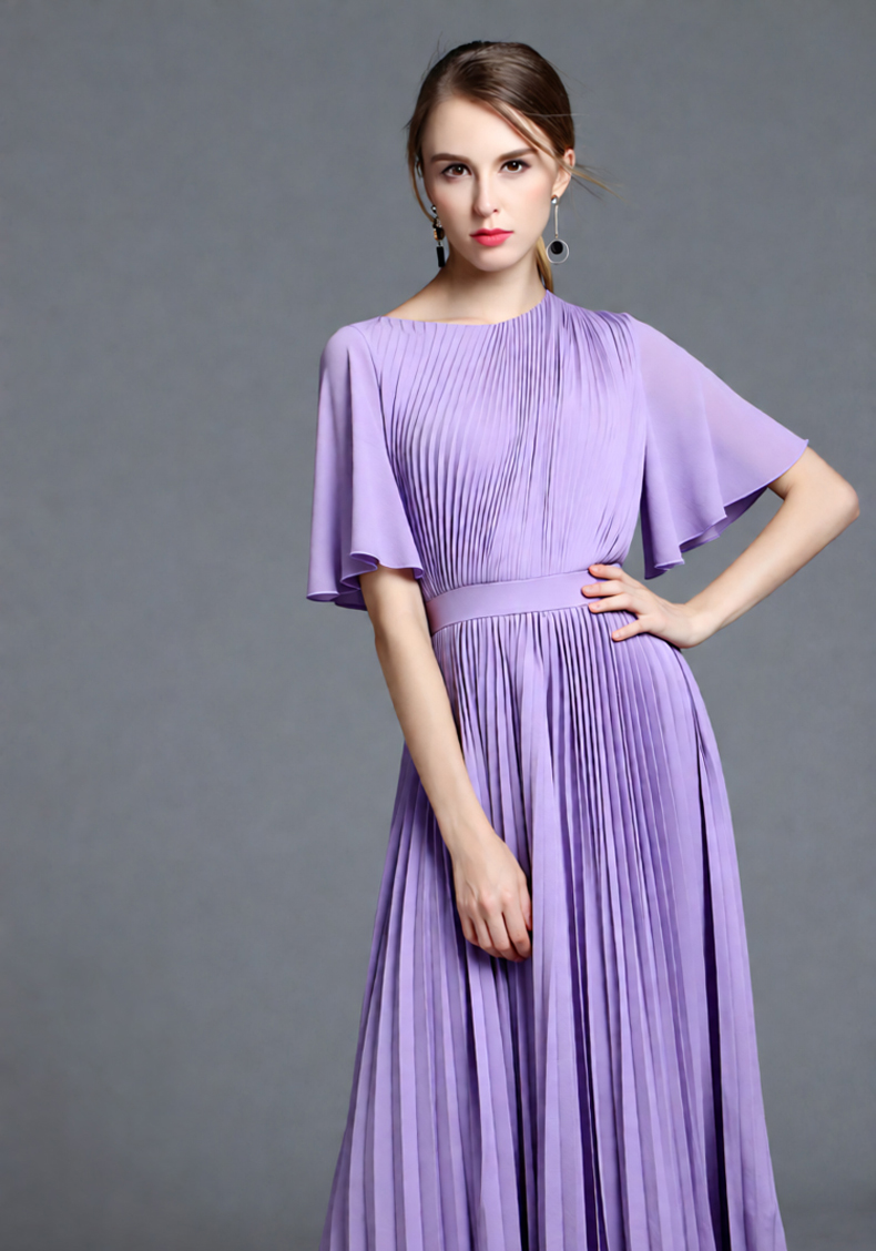 Vestido Midi Plisado con Manga - Women'S Formal Wear Wedding Guest reseña y precio