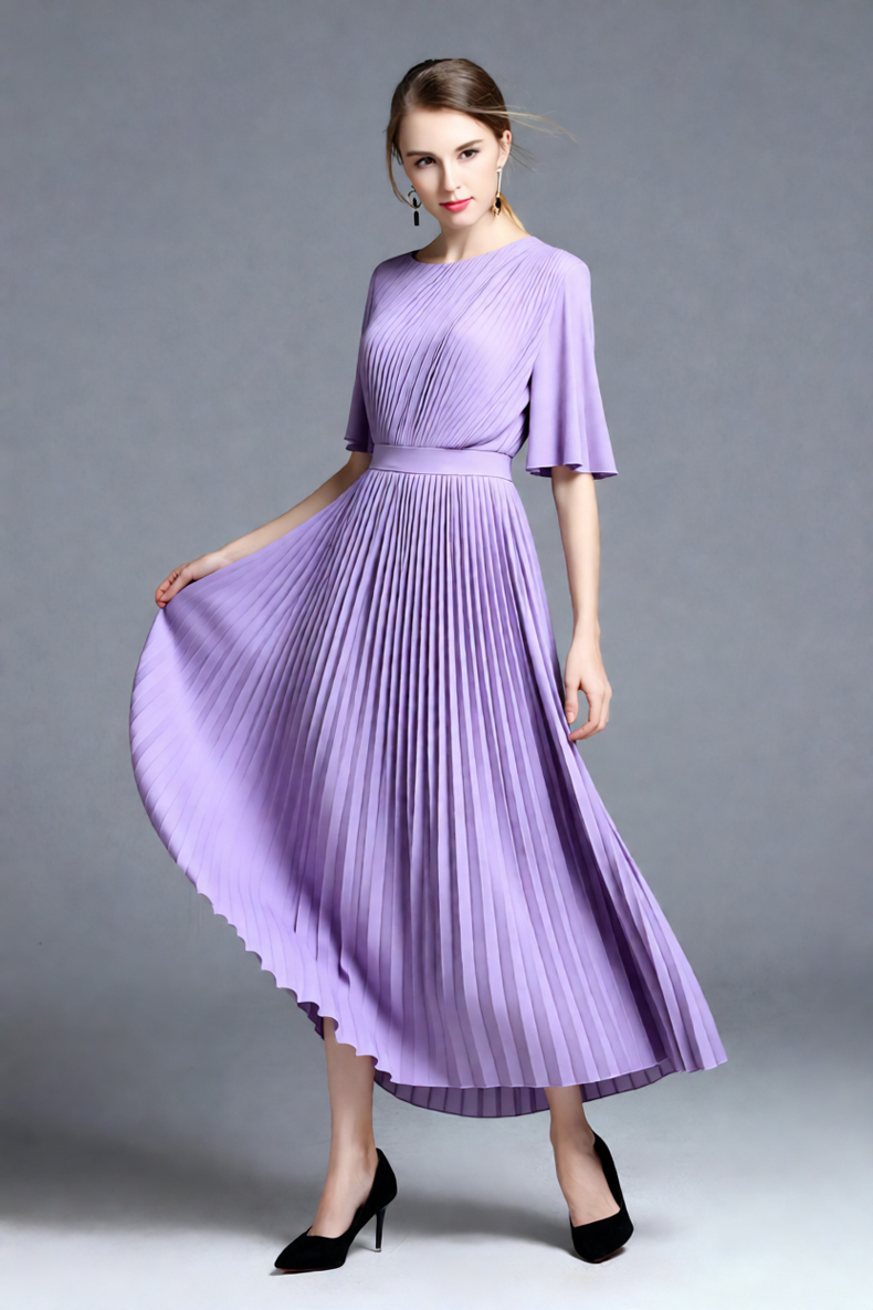 Vestido Midi Plisado con Manga - Women'S Formal Wear Wedding Guest reseña y precio