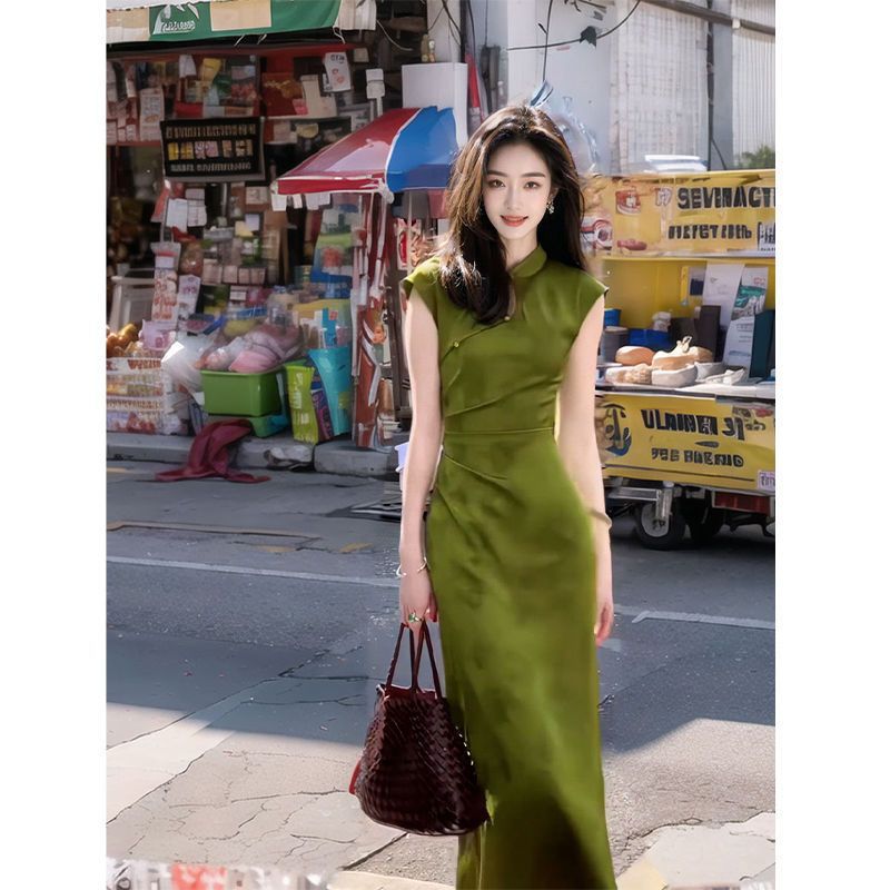 2024 nuevo estilo chino verde  - Women'S Green Formal Wear reseña y precio